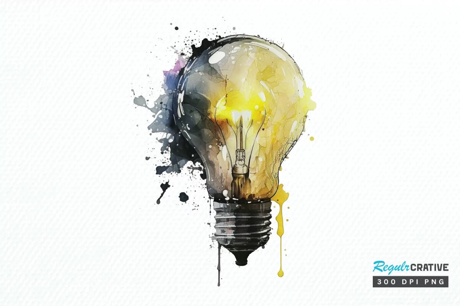 Watercolor Light Bulb PNG Clipart product image 1
