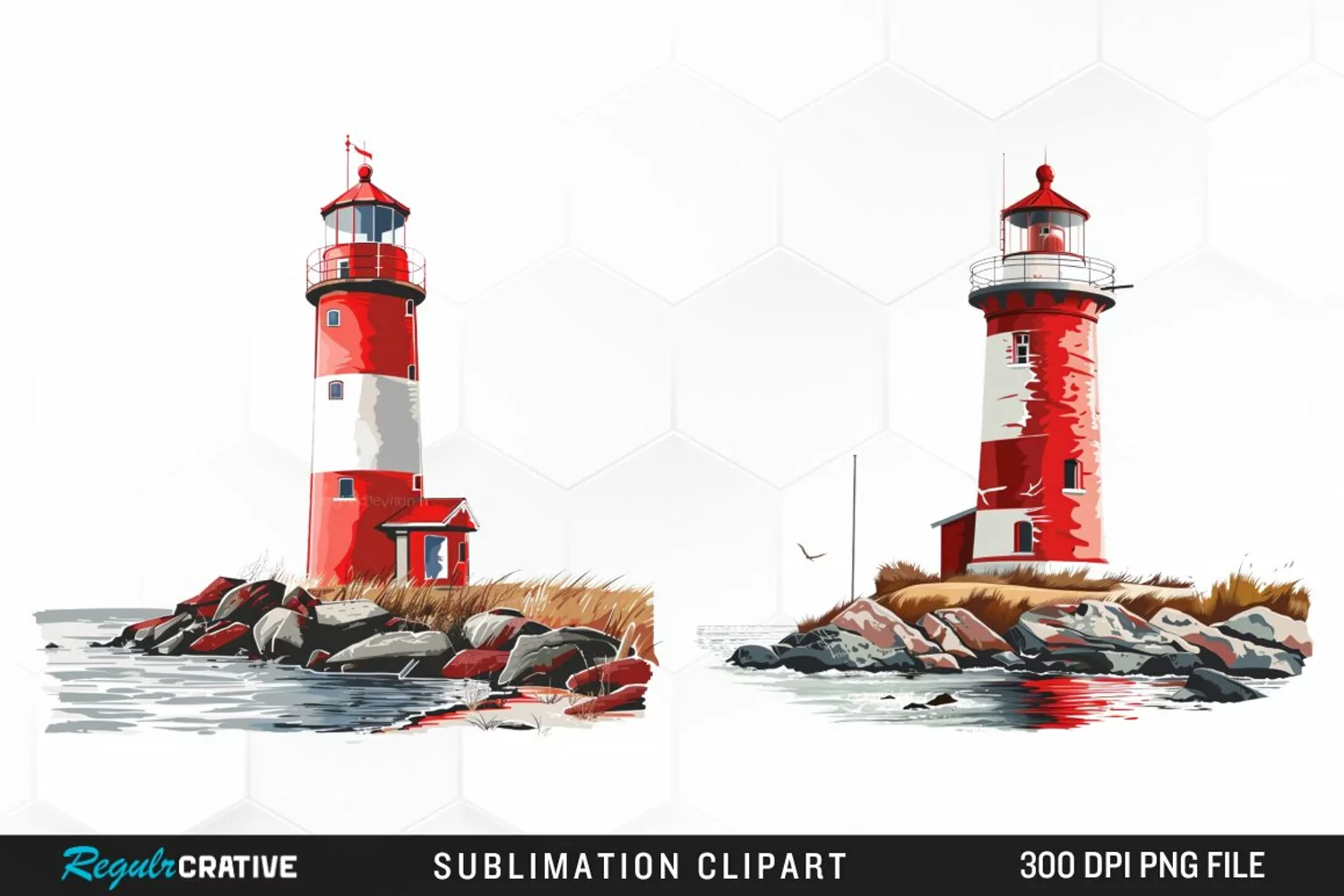 Watercolor Lighthouse Sublimation PNG Clipart product image 1
