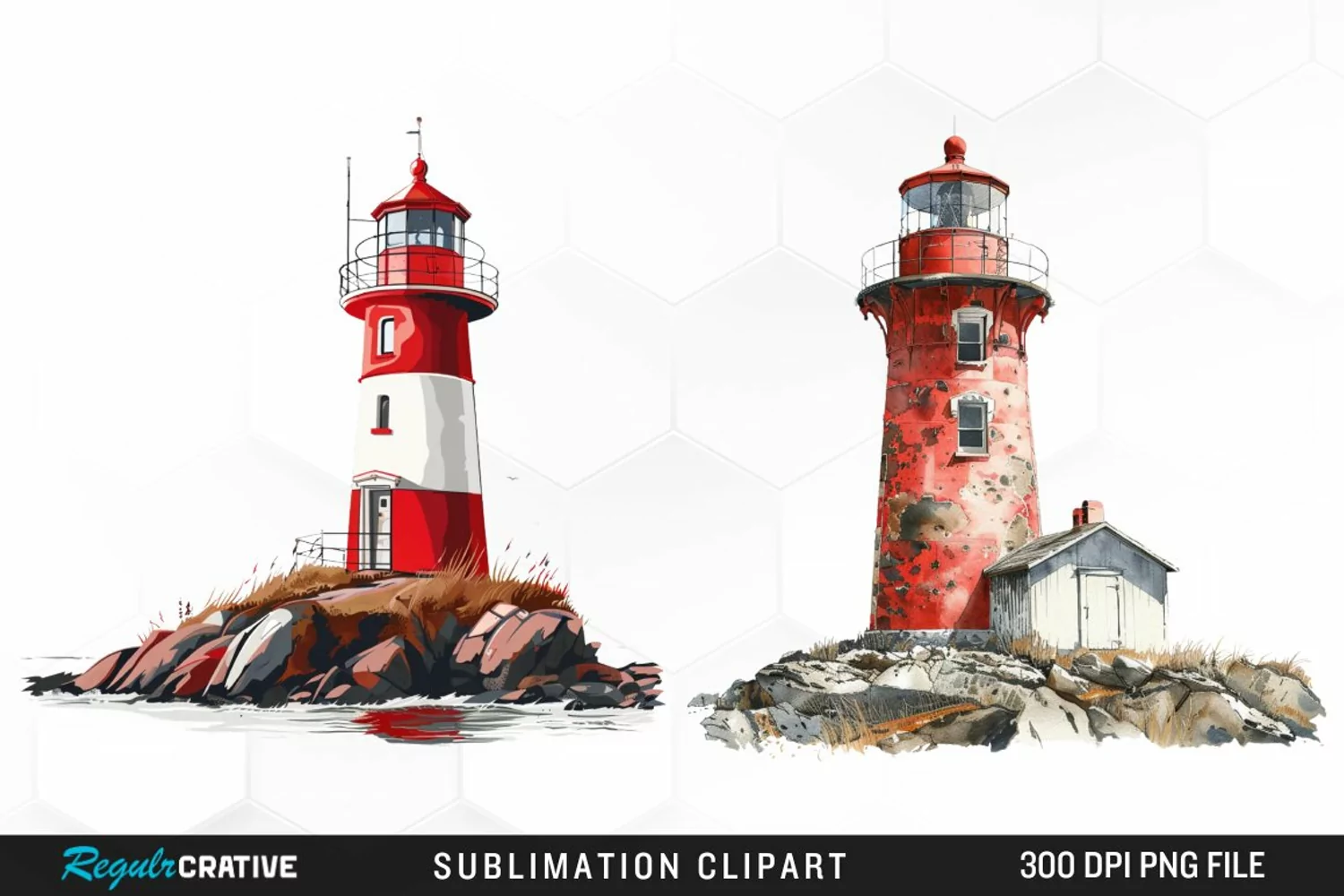 Watercolor Lighthouse Design Clipart product image 1