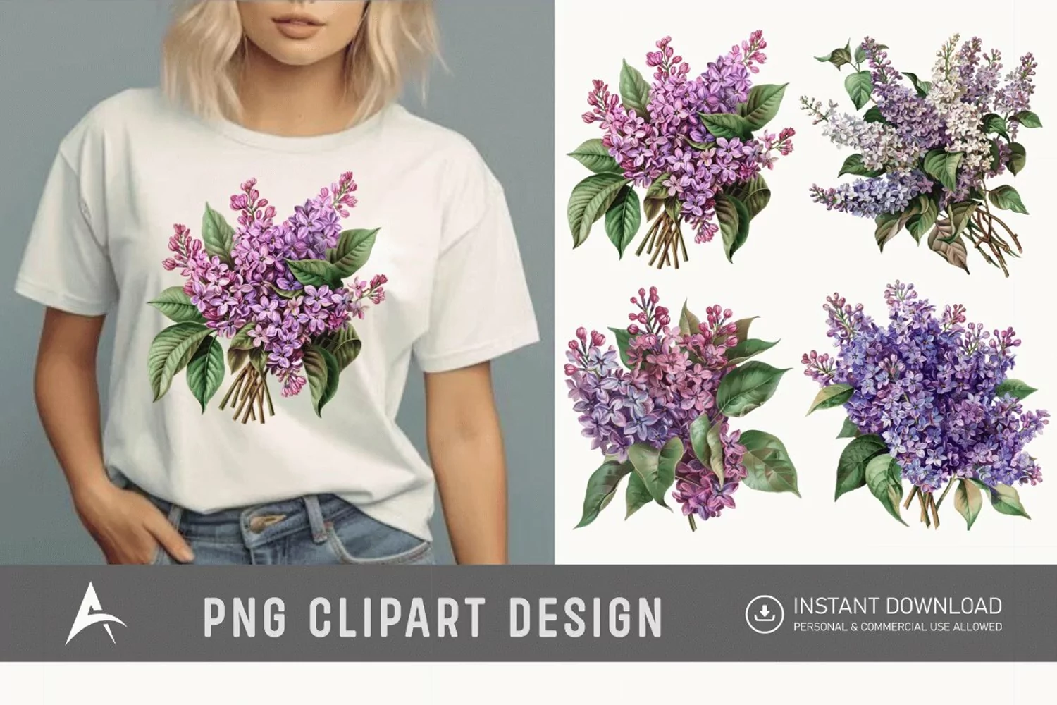 Watercolor Lilac Bouquet Clipart product image 1