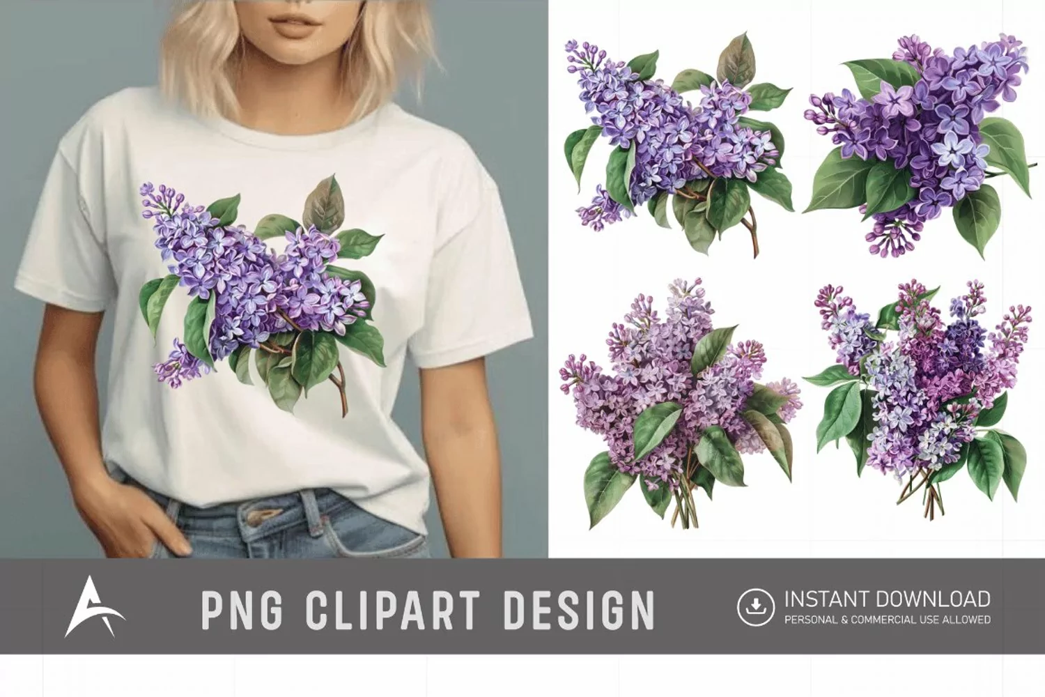 Watercolor Lilac Bouquet Clipart product image 1