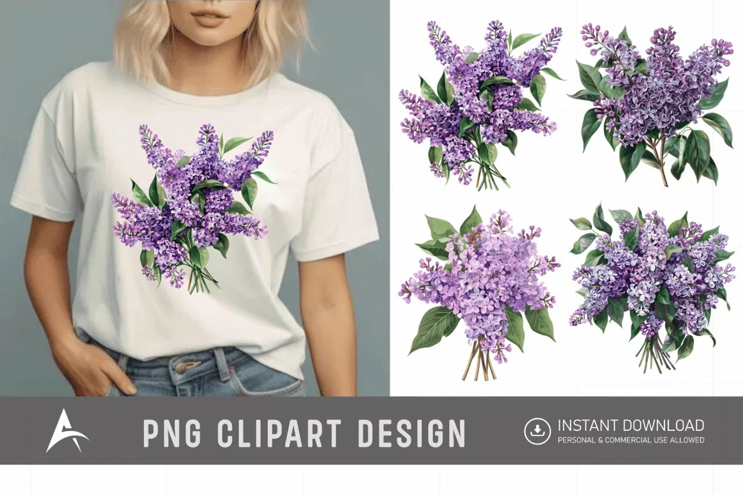 Watercolor Lilac Bouquet Clipart product image 1