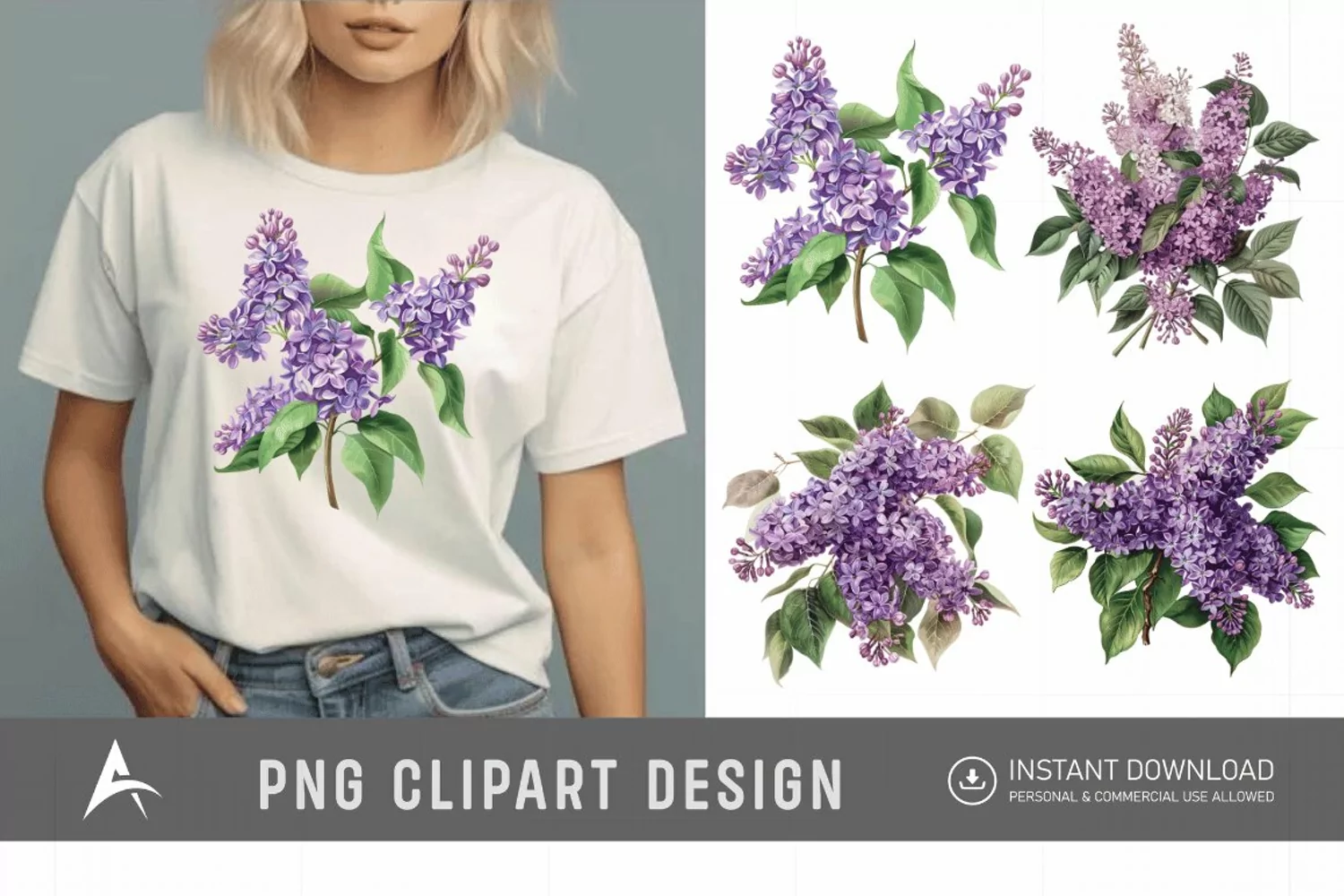 Watercolor Lilac Bouquet Clipart product image 1