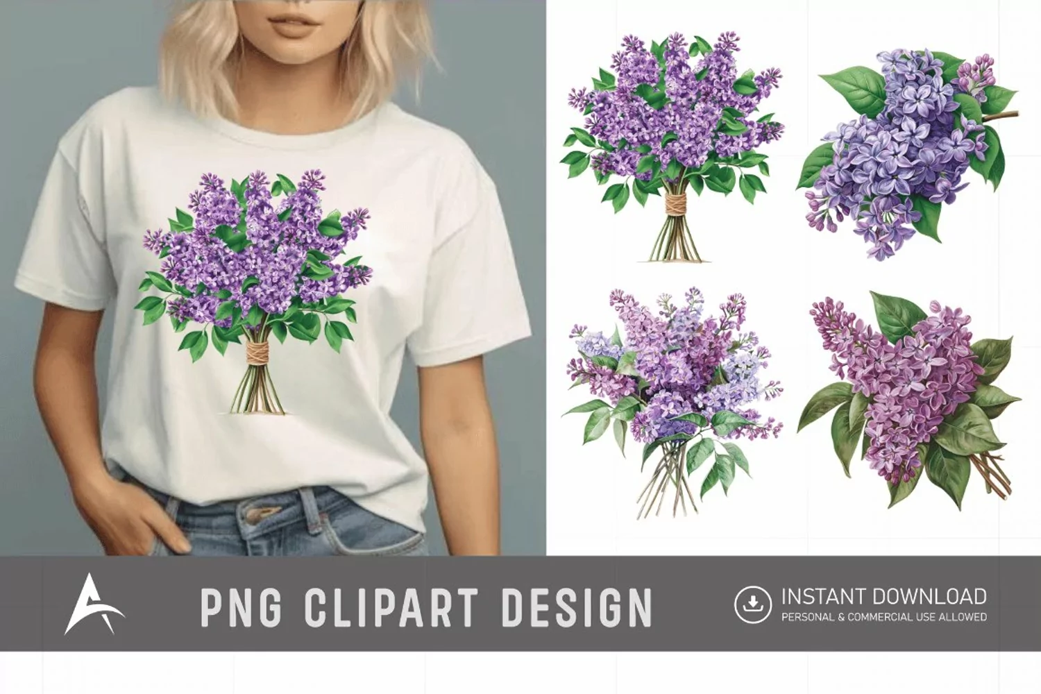 Watercolor Lilac Bouquet Clipart product image 1