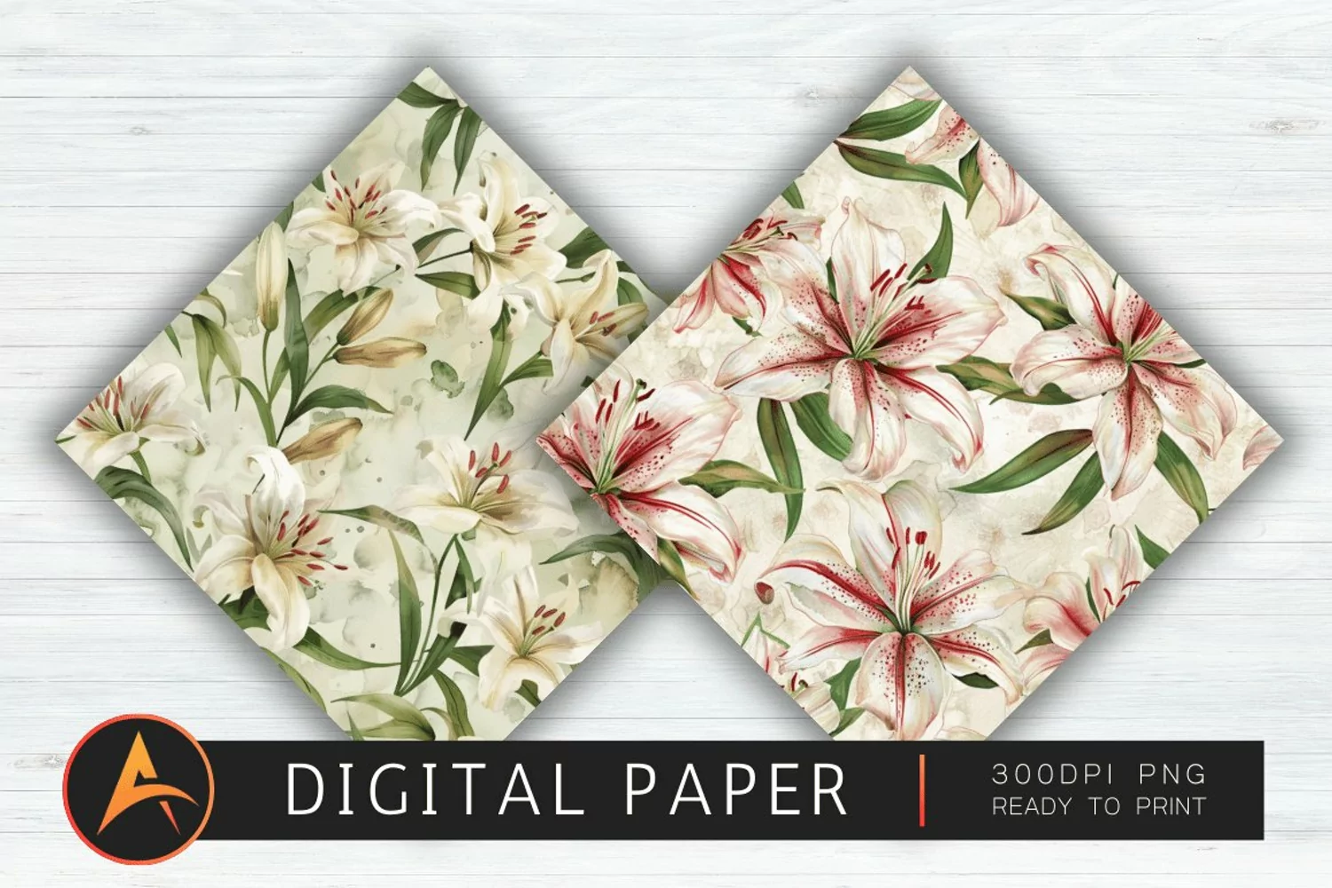 Watercolor Lilies Floral Patterns Background product image 1