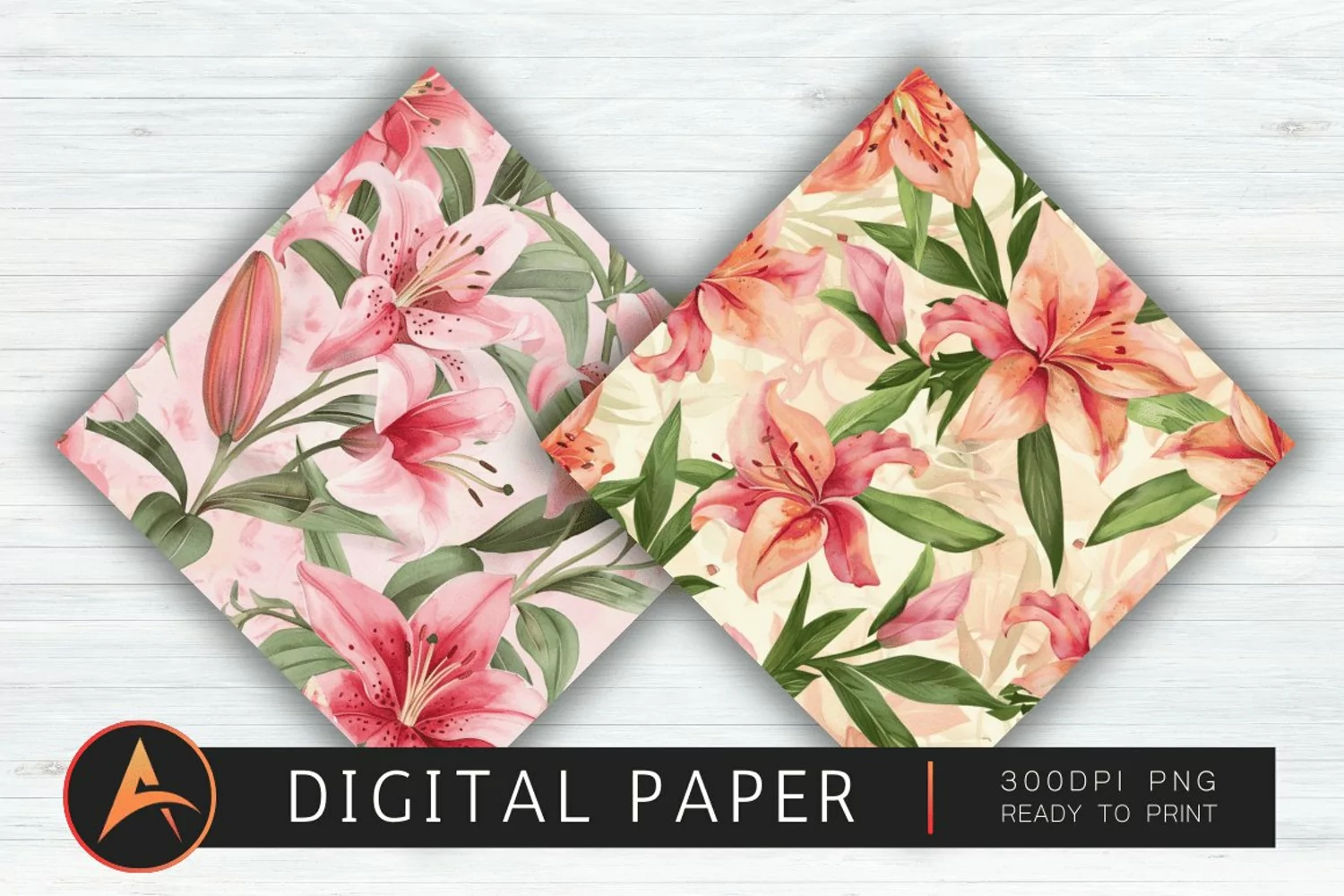 Watercolor Lilies Floral Patterns Wallpaper product image 1