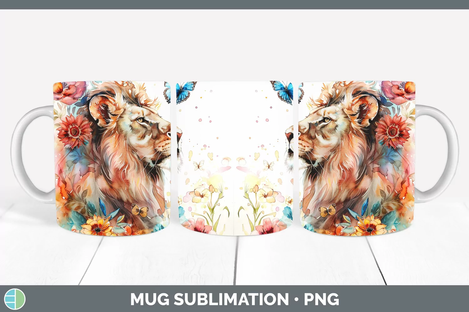 GorgeousWatercolor Mug Wrap design.
