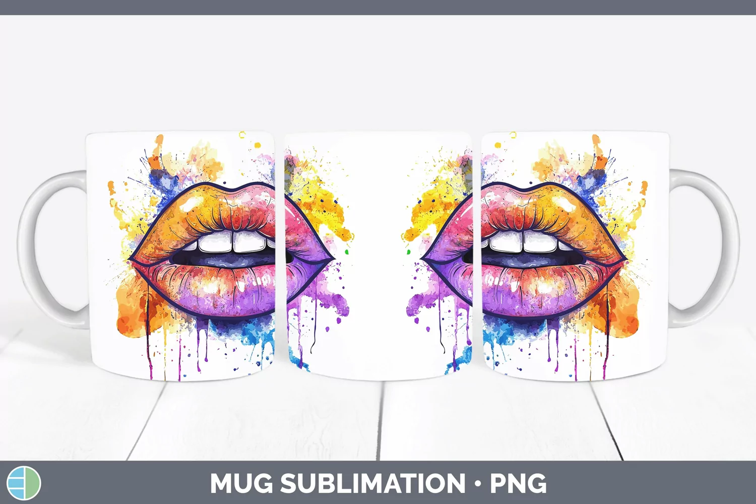 GorgeousWatercolor Mug Wrap design.