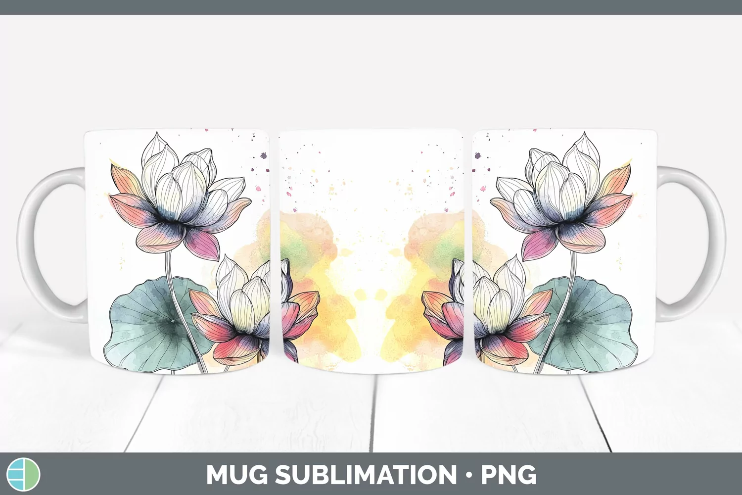 GorgeousWatercolor Mug Wrap design.