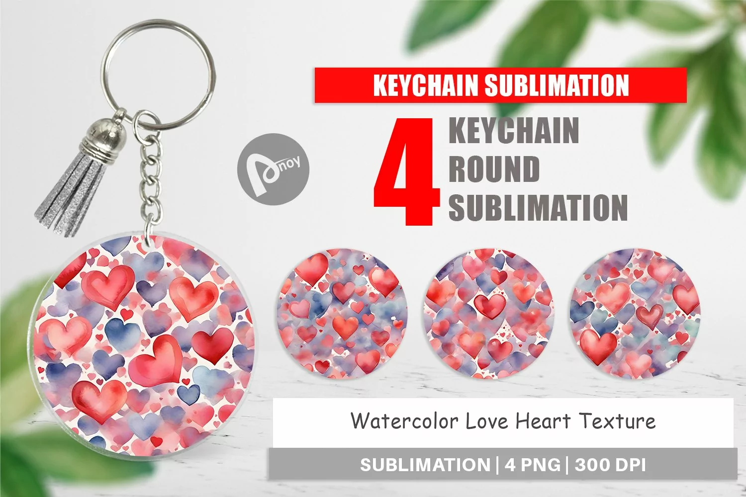 Keychain Watercolor Texture Heart product image 1