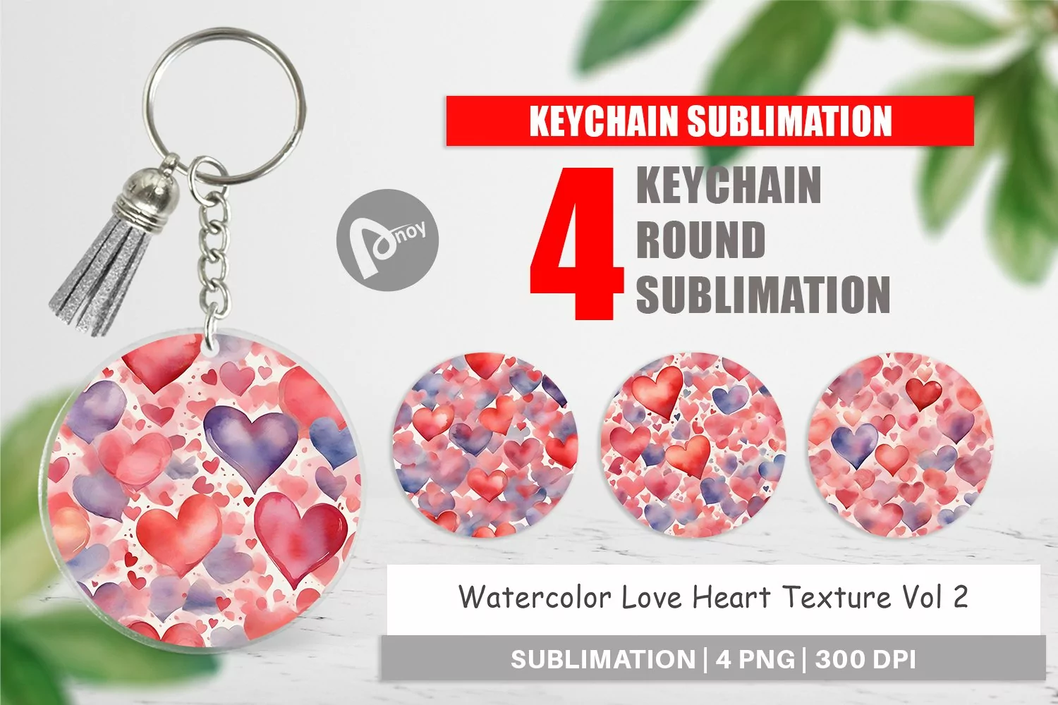 Keychain Watercolor Texture Heart product image 1