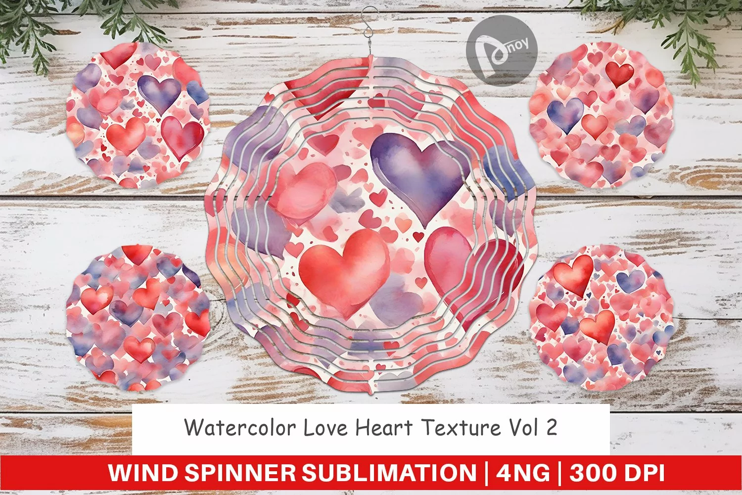 Wind Spinner Watercolor Texture Heart product image 1