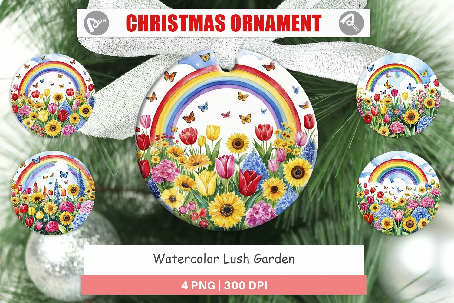 Christmas Ornaments Watercolor Lush Garden product image 1