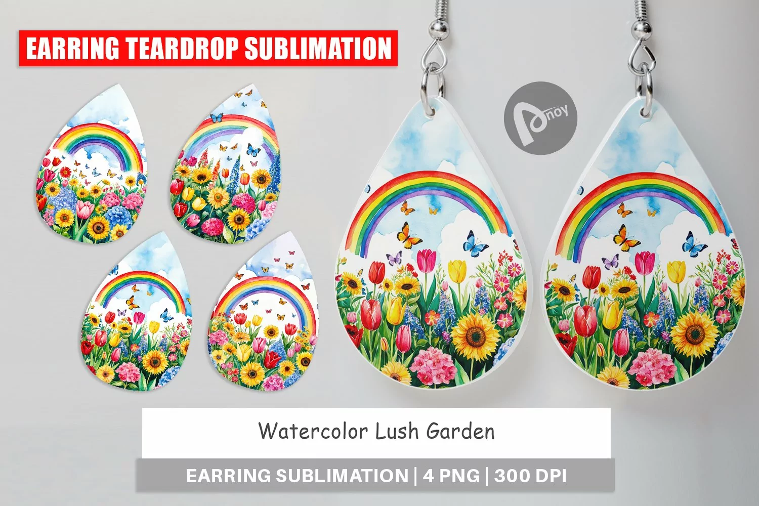 Earring Teardrop Watercolor Lush Garden product image 1