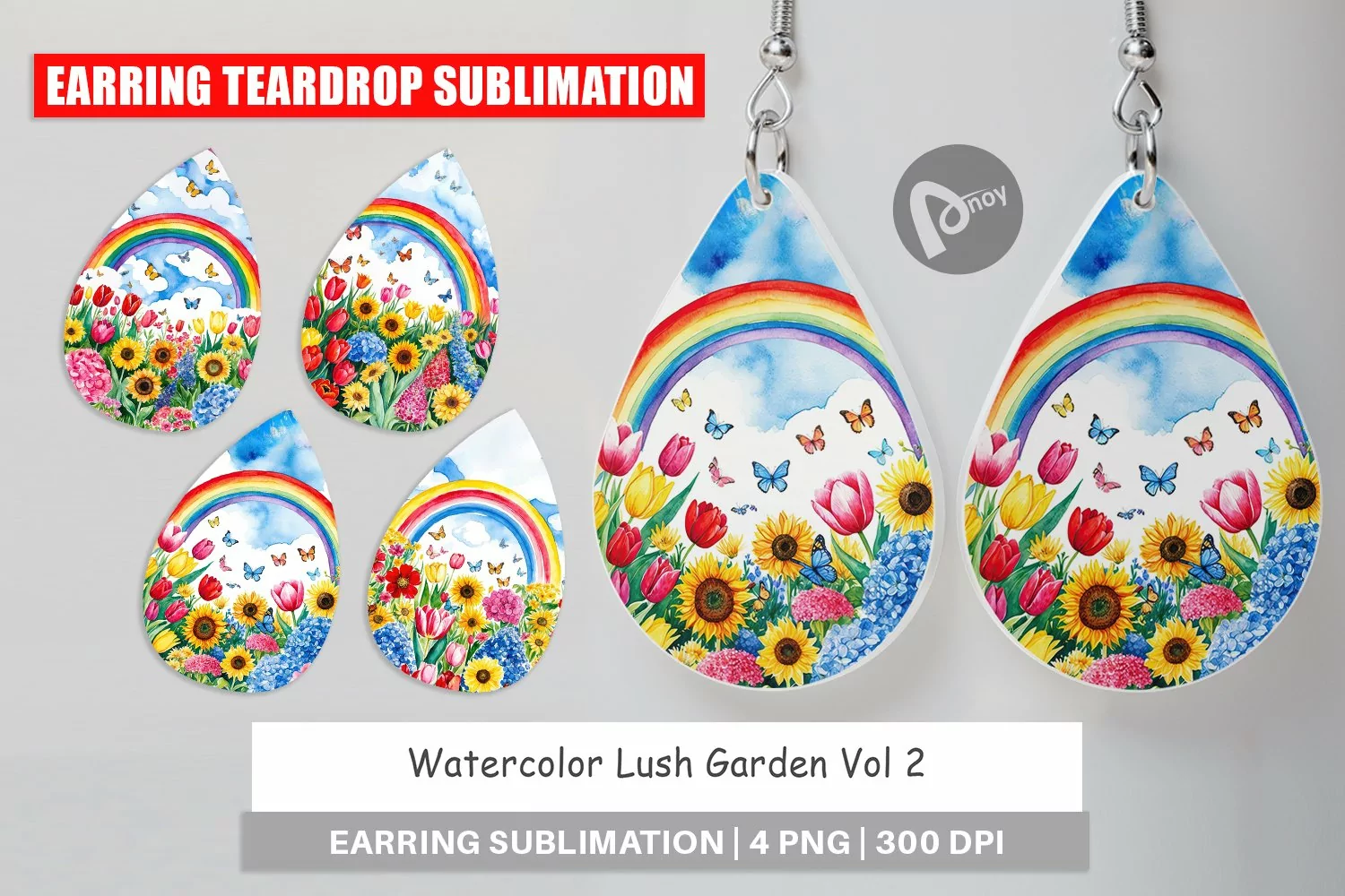 Earring Teardrop Watercolor Lush Garden product image 1