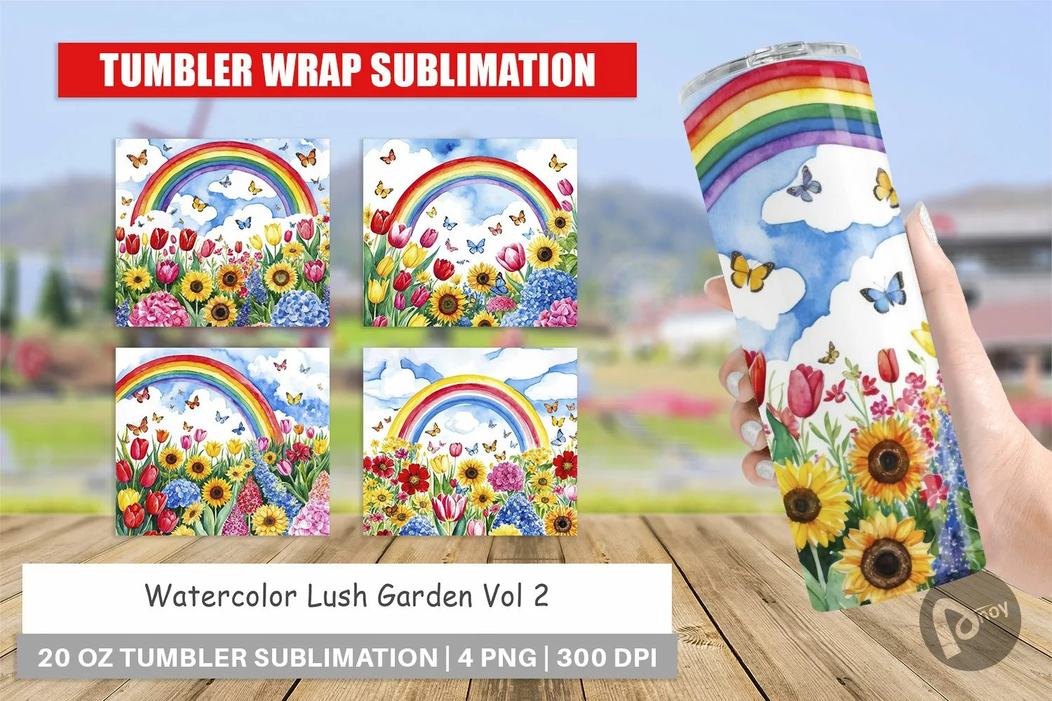 Tumbler Wrap Watercolor Lush Garden product image 1