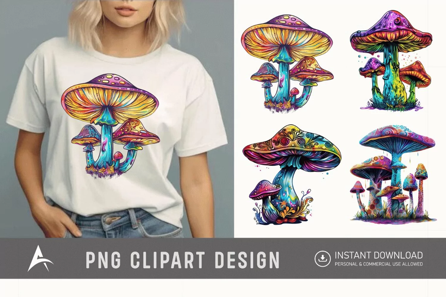Watercolor Magic Mushroom Clipart product image 1