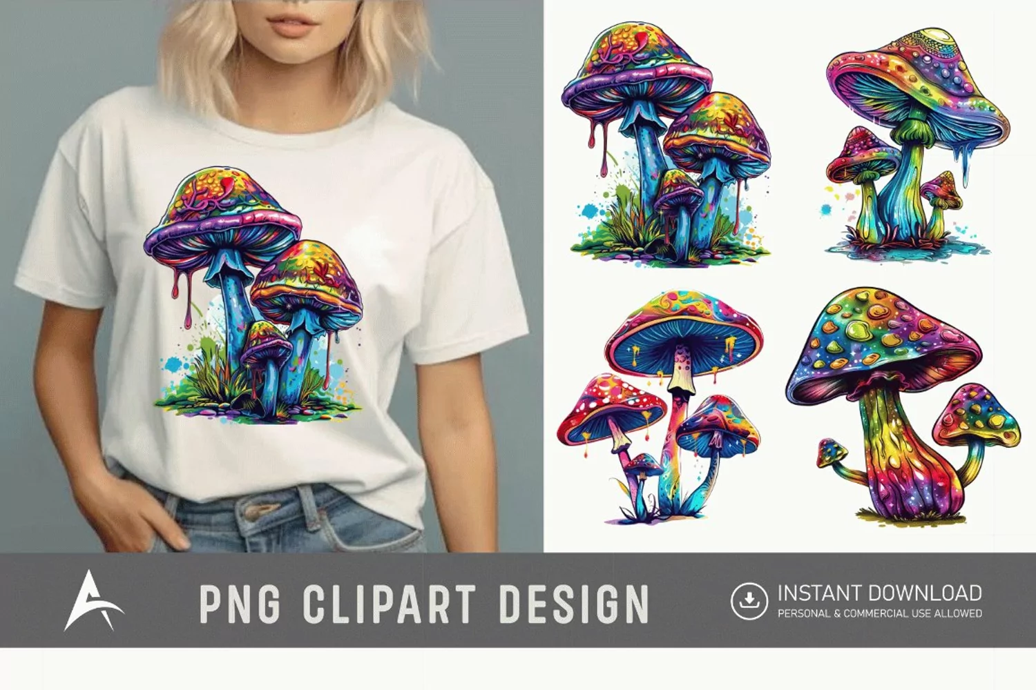 Watercolor Magic Mushroom Clipart product image 1