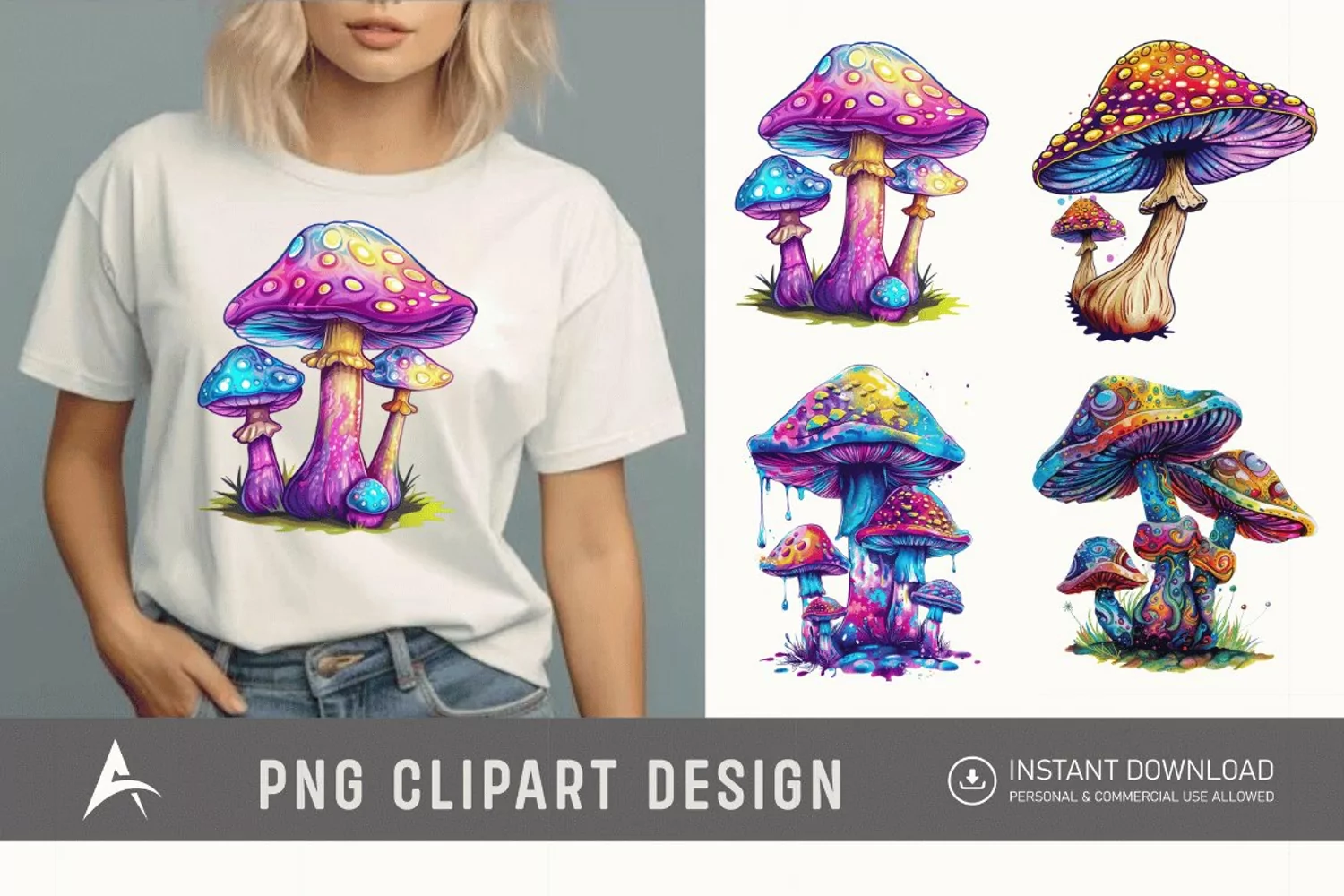 Watercolor Magic Mushroom Clipart product image 1