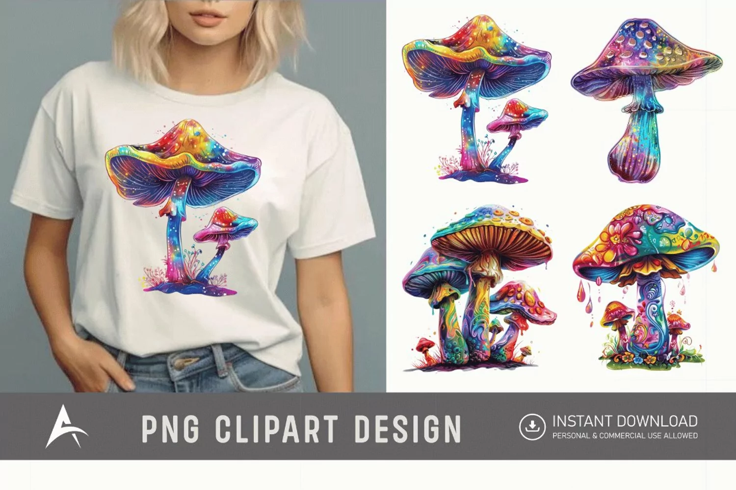Watercolor Magic Mushroom Clipart product image 1