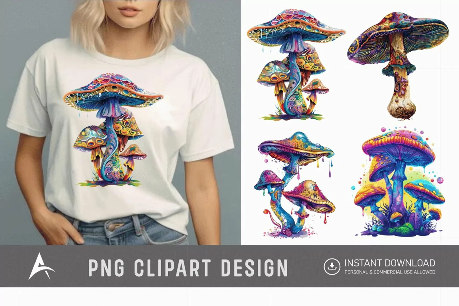 Watercolor Magic Mushroom Clipart product image 1