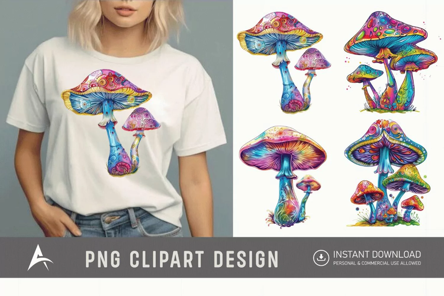 Watercolor Magic Mushroom Clipart product image 1