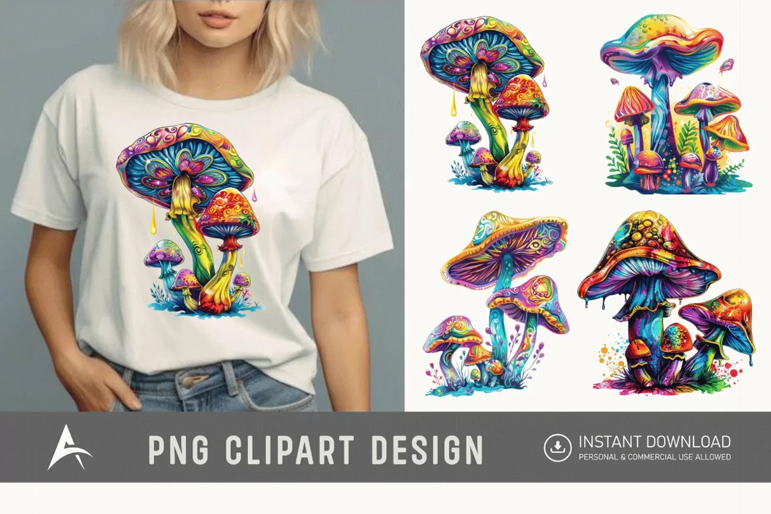 Watercolor Magic Mushroom Clipart product image 1