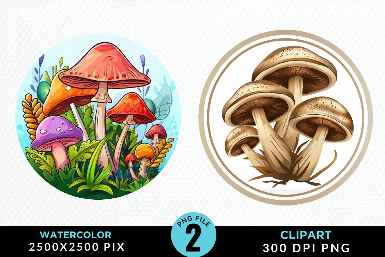 Watercolor Magic Mushrooms Graphics Clipart product image 1