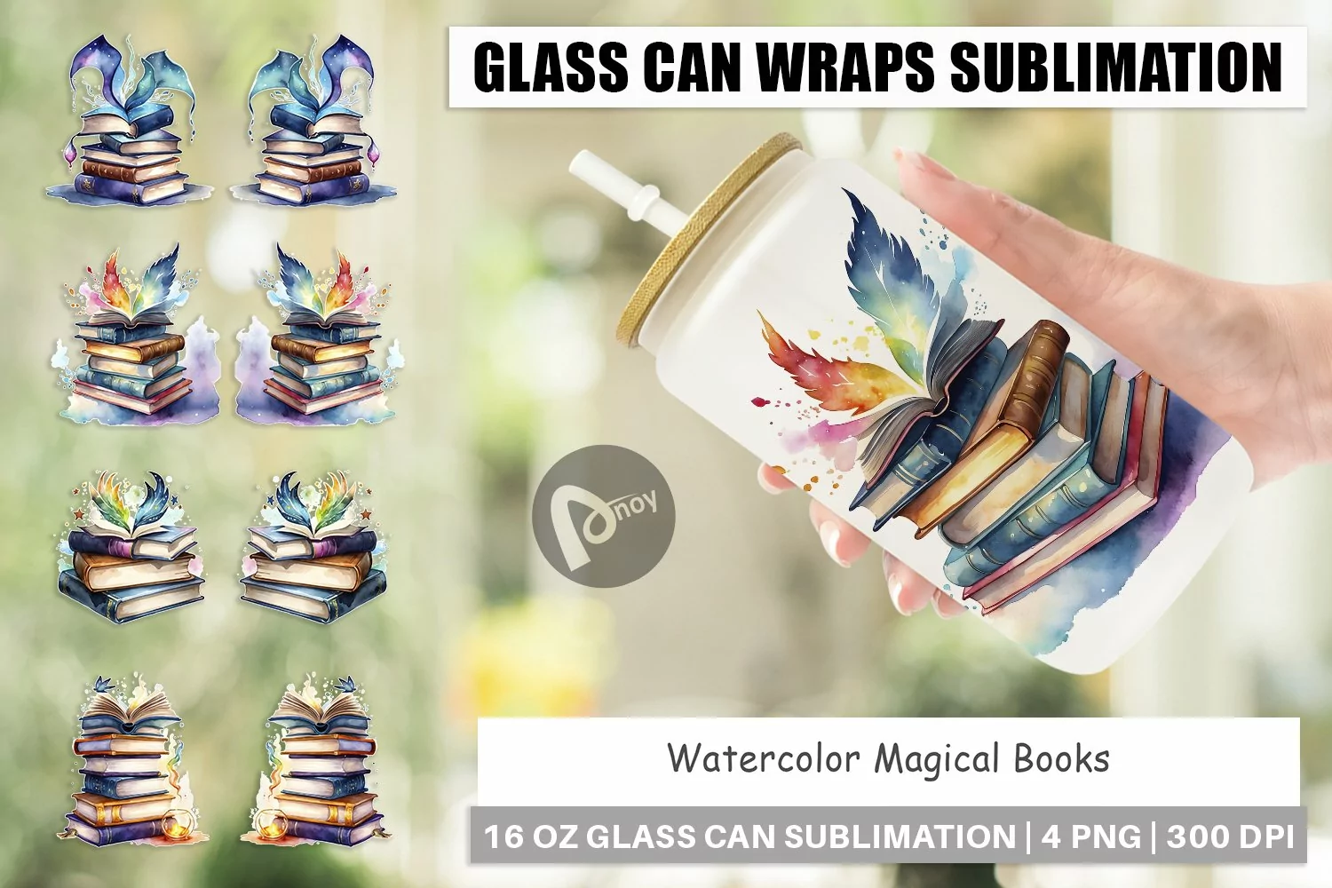 Glass Can Wraps Magical Books product image 1