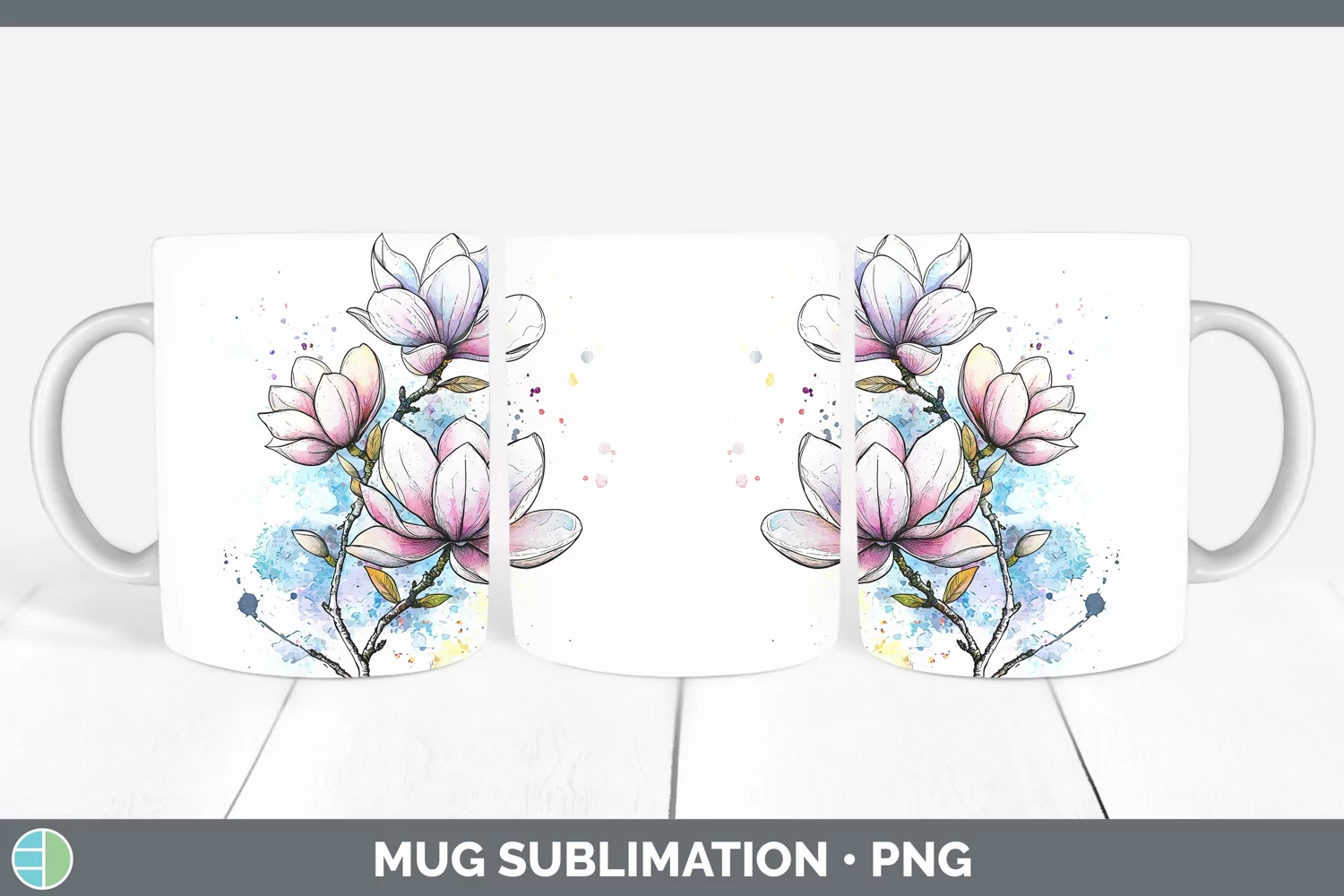 GorgeousWatercolor Mug Wrap design.