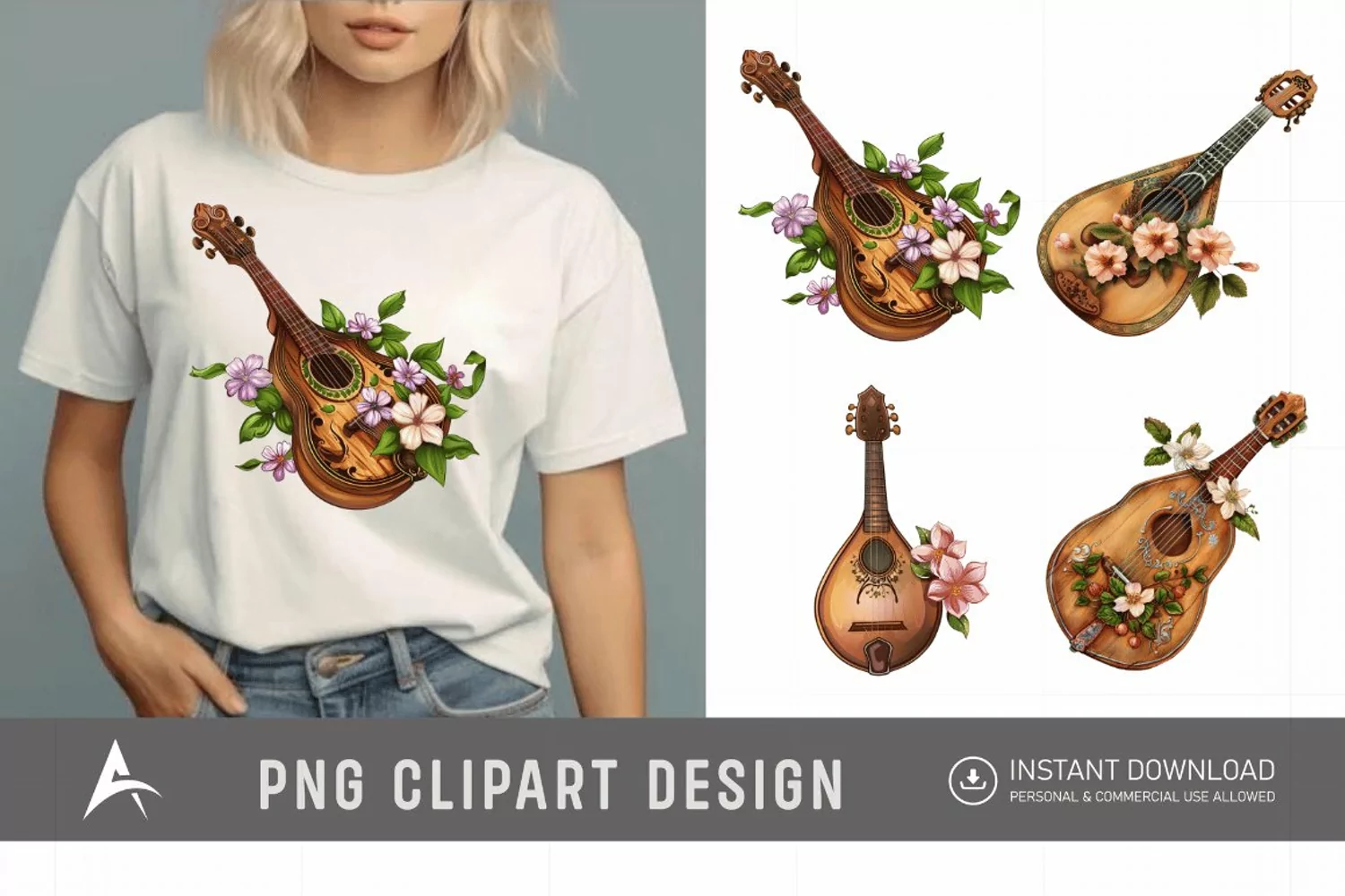 Watercolor Mandolin Clipart product image 1