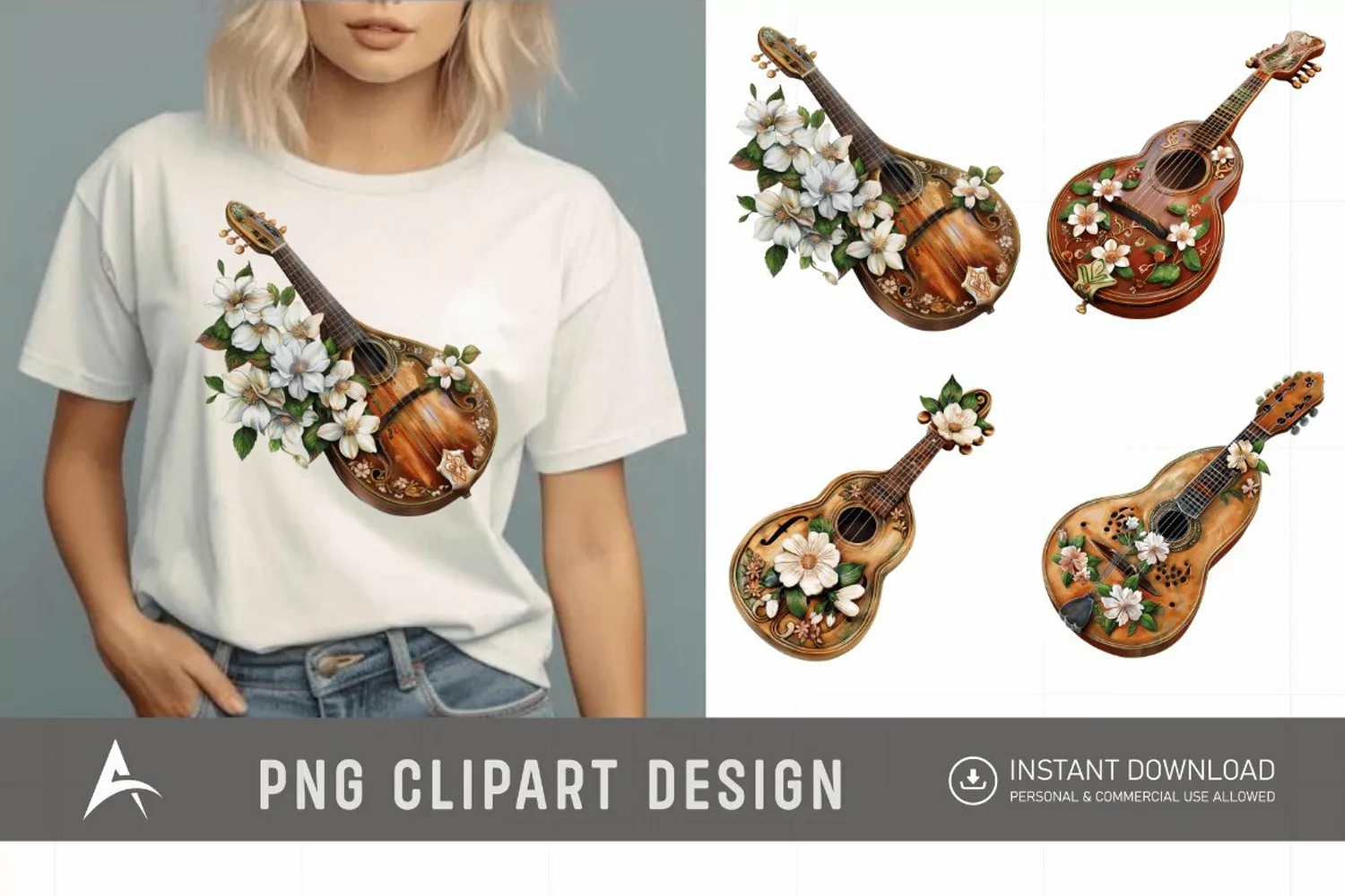 Watercolor Mandolin Clipart product image 1
