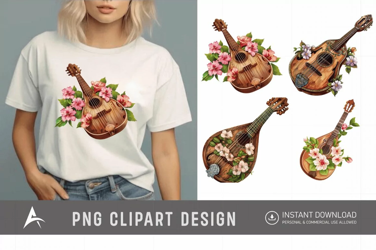 Watercolor Mandolin Clipart product image 1