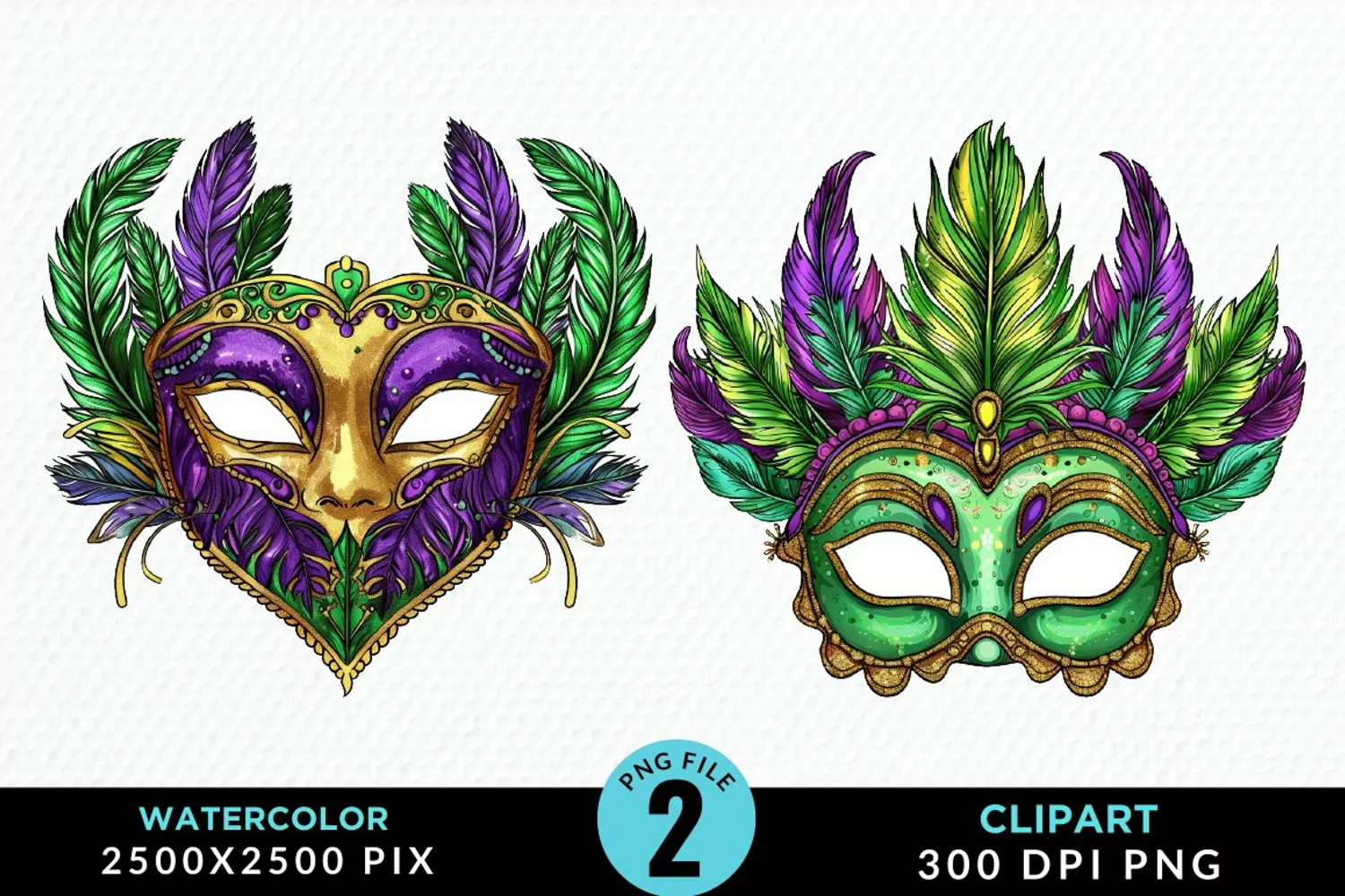 Watercolor Mardi Gras Exquisite Clipart product image 1