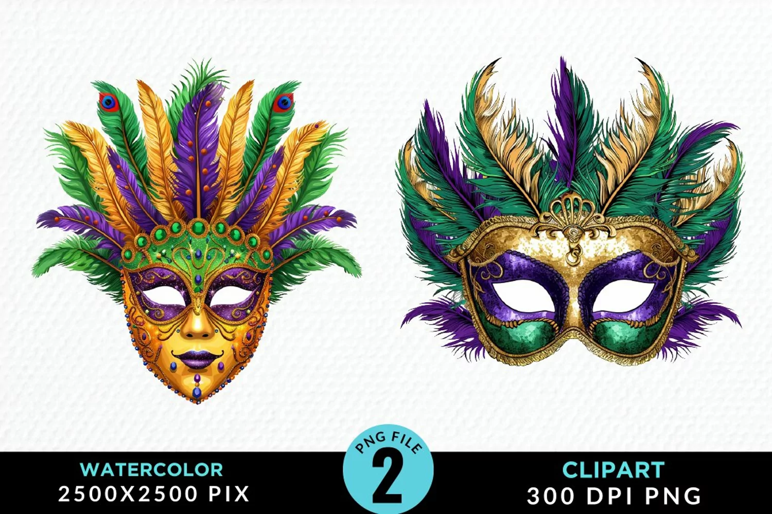Watercolor Mardi Gras Exquisite Clipart product image 1