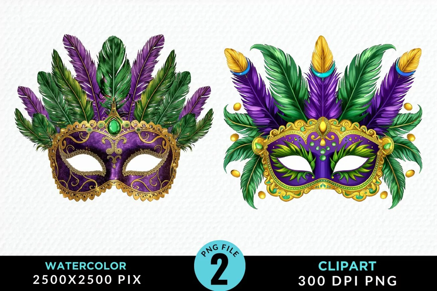 Watercolor Mardi Gras Exquisite Clipart product image 1