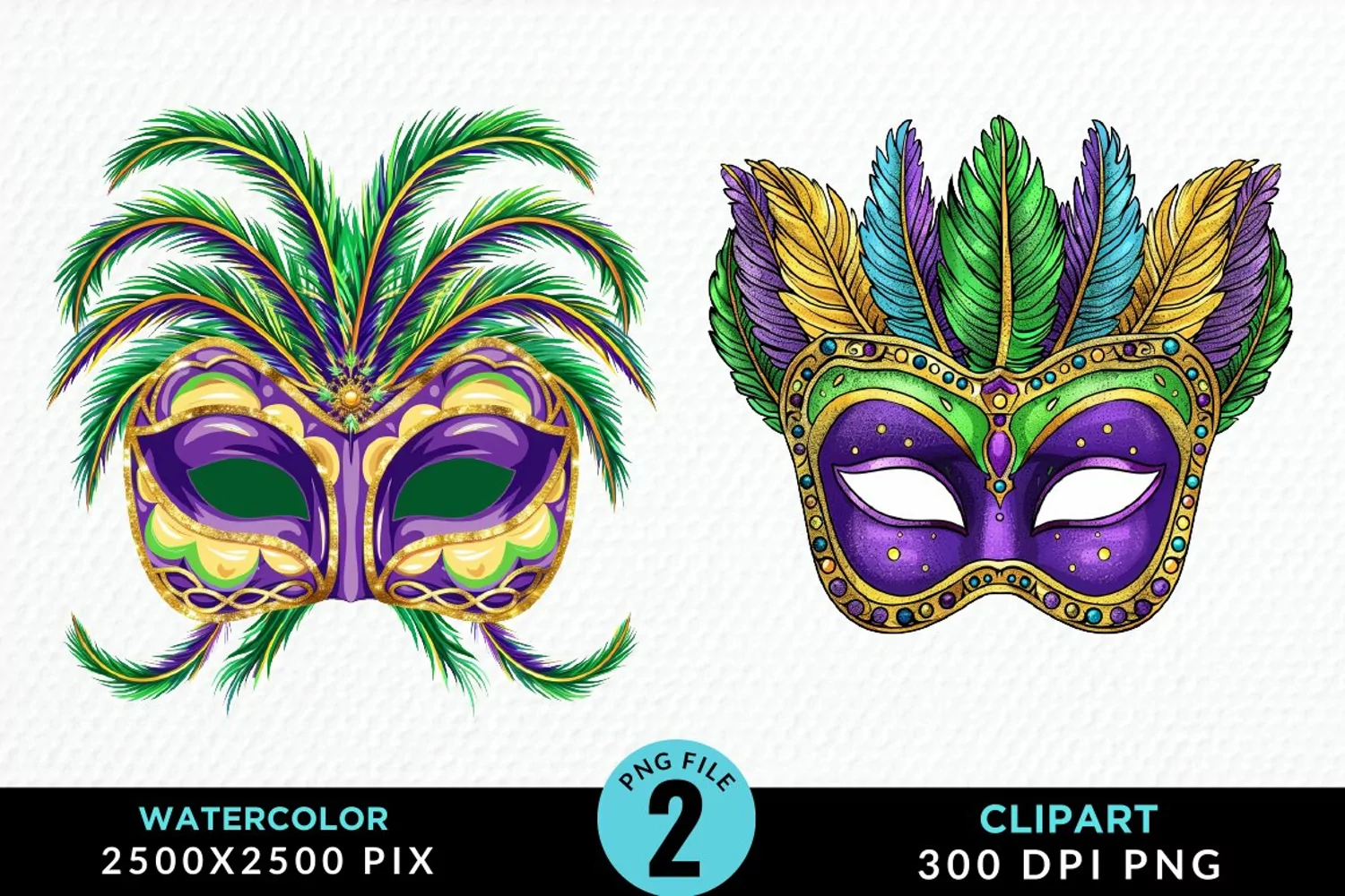 Watercolor Mardi Gras Exquisite Clipart product image 1