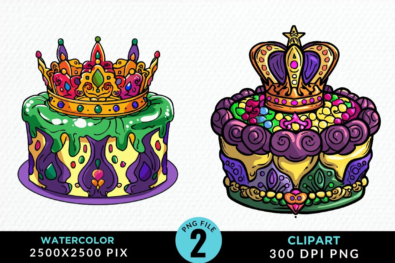 Watercolor Mardi Gras Graphic Clipart product image 1