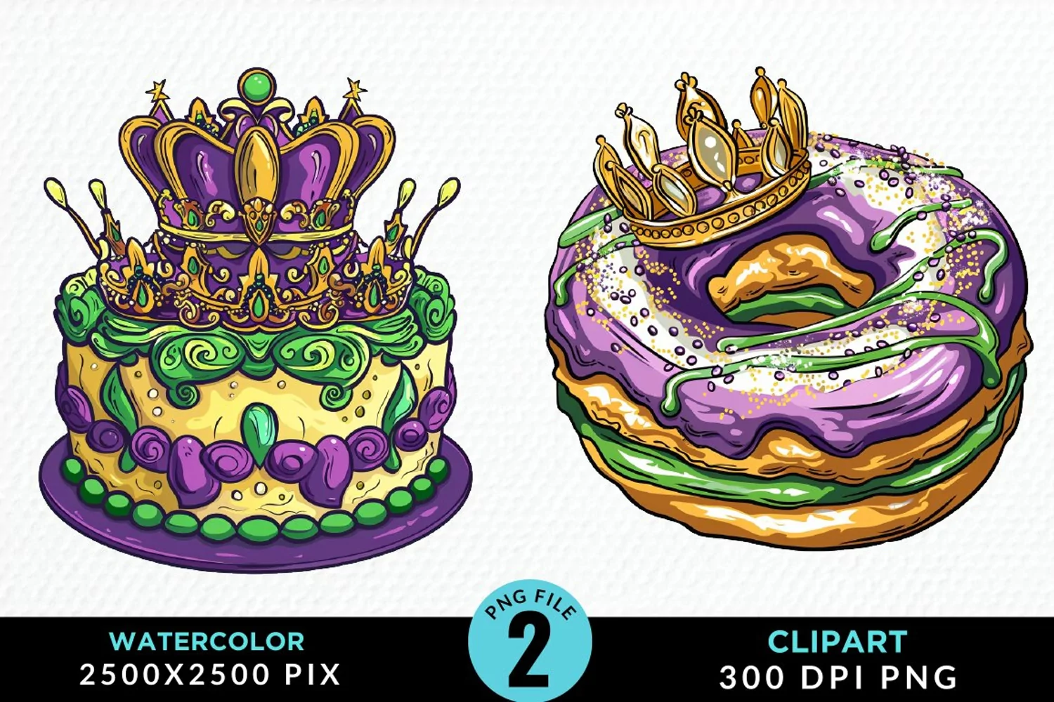 Watercolor Mardi Gras Graphic Clipart product image 1