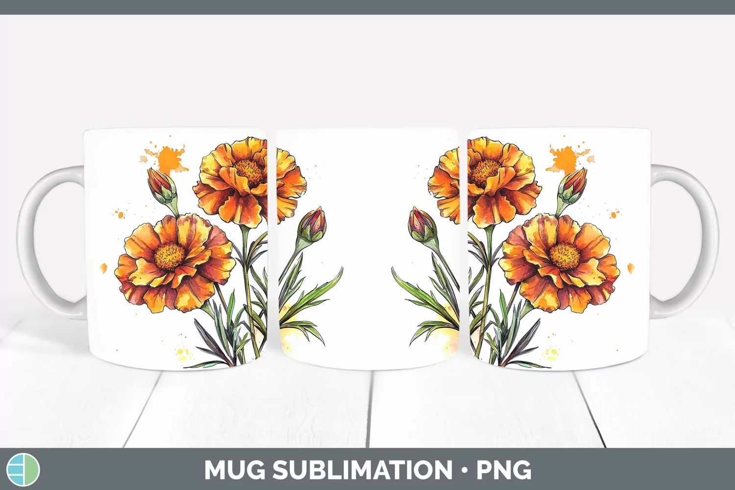 GorgeousWatercolor Mug Wrap design.
