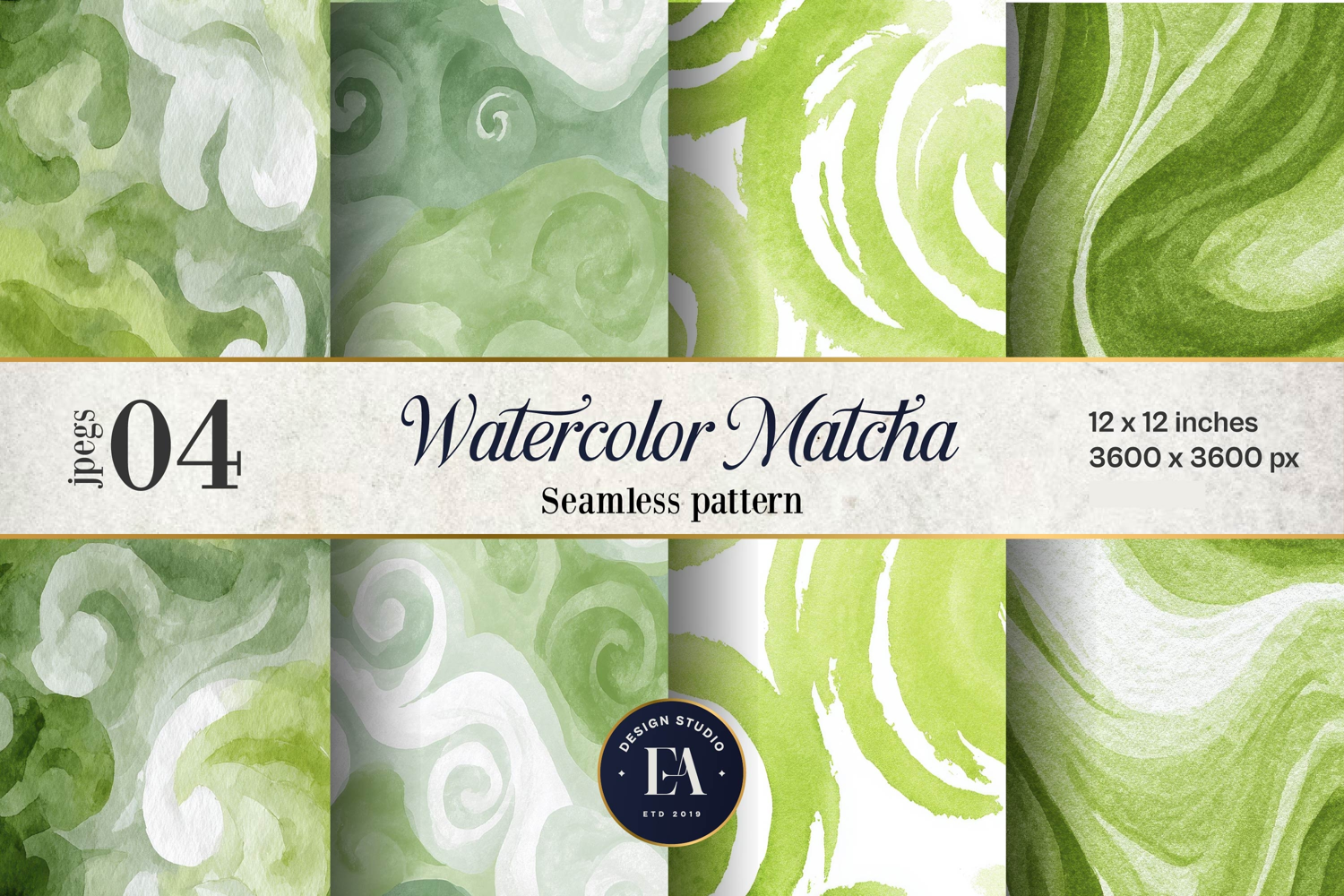 Watercolor Matcha Pattern, Green Wash Texture product image 1