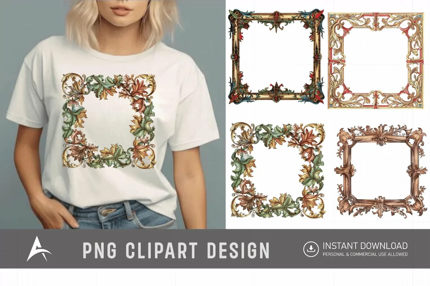 Watercolor Medieval Frame Clipart product image 1