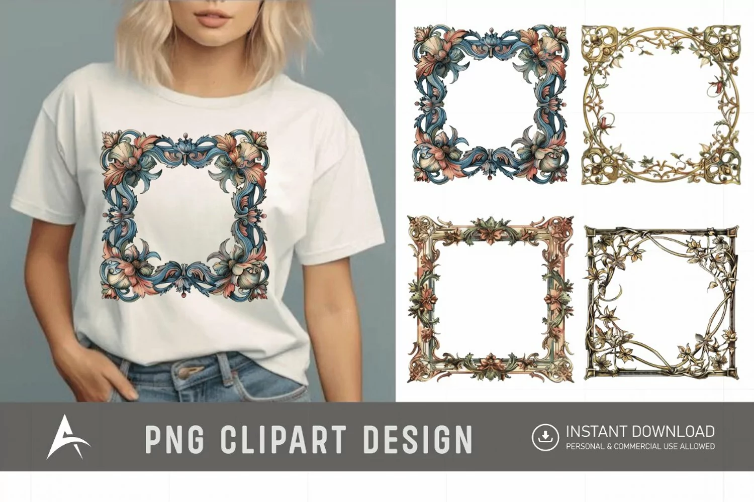 Watercolor Medieval Frame Clipart product image 1