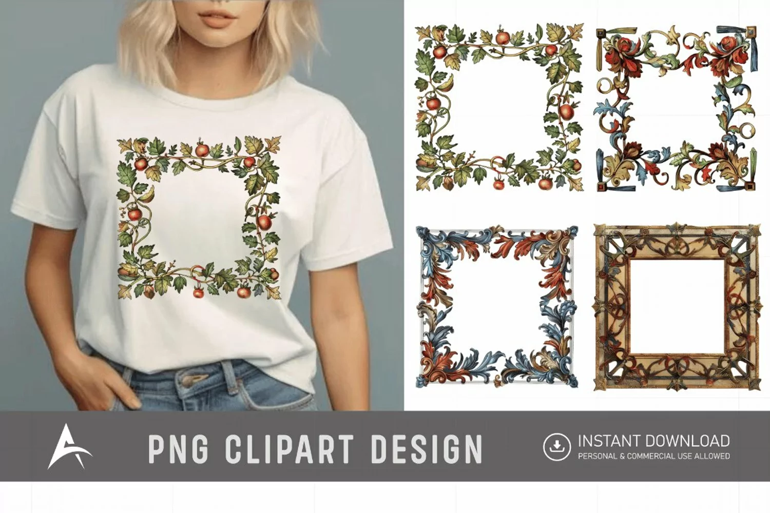 Watercolor Medieval Frame Clipart product image 1