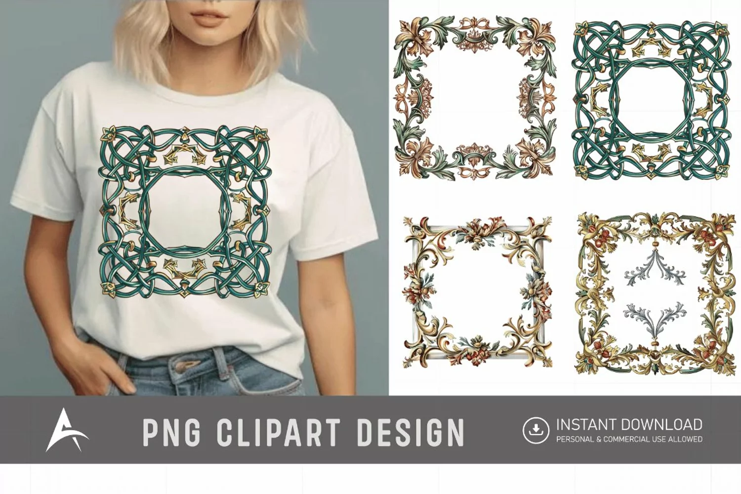 Watercolor Medieval Frame Clipart product image 1