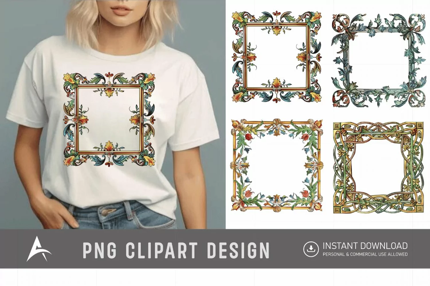 Watercolor Medieval Frame Clipart product image 1