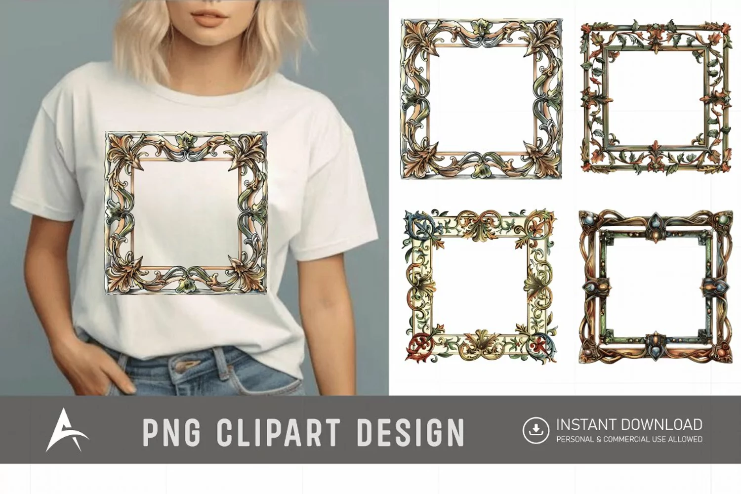 Watercolor Medieval Frame Clipart product image 1