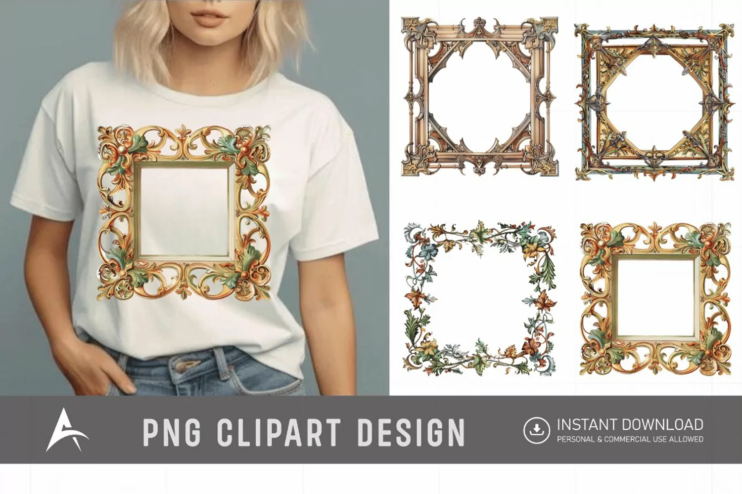 Watercolor Medieval Frame Clipart product image 1