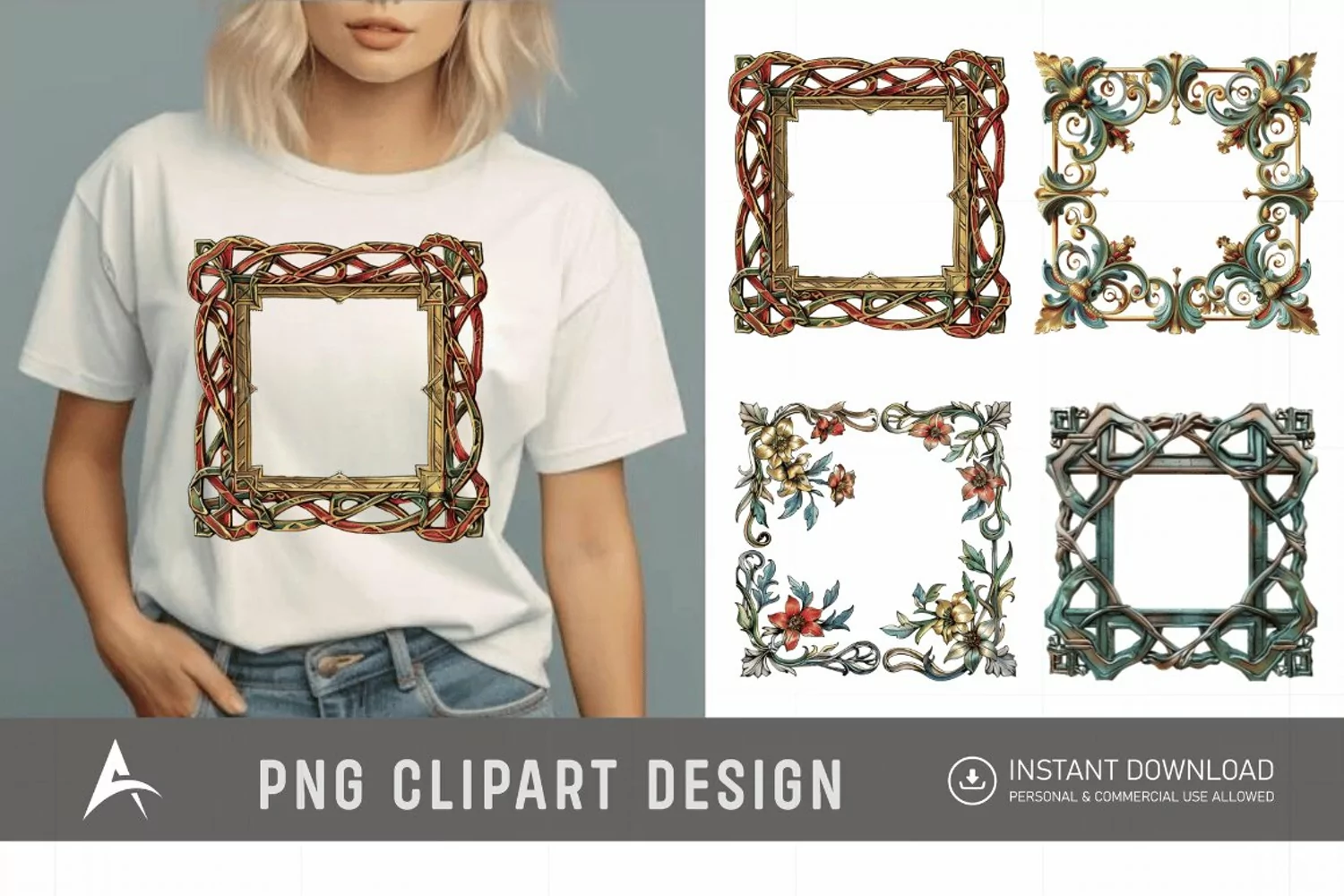 Watercolor Medieval Frame Clipart product image 1
