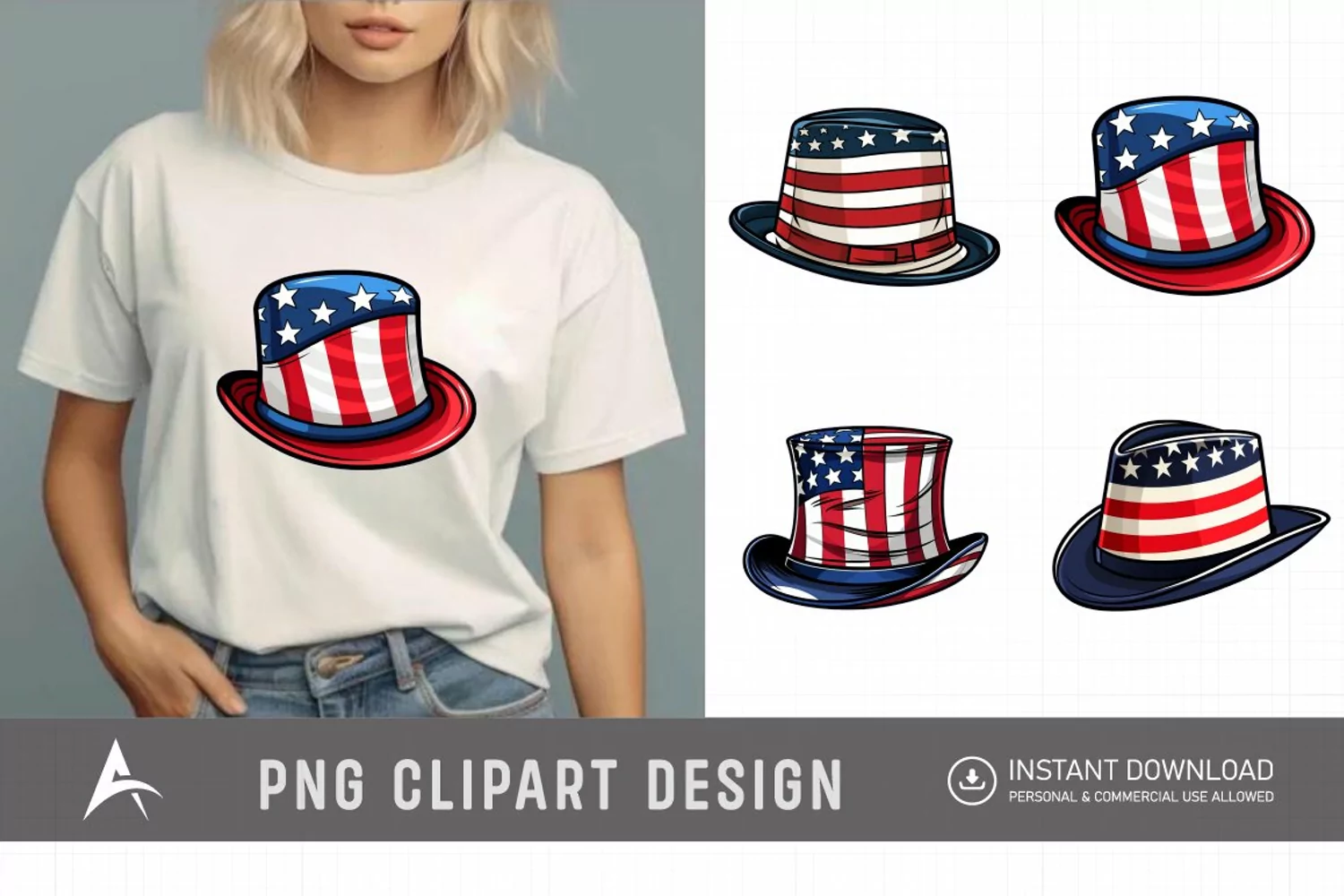 Watercolor Memorial Day Hat Clipart product image 1
